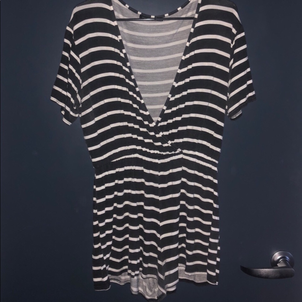 Black and white stripped romper!